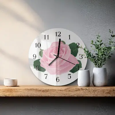 Klok glas met opdruk rond Roos