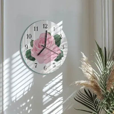 Klok glas met opdruk rond Roos