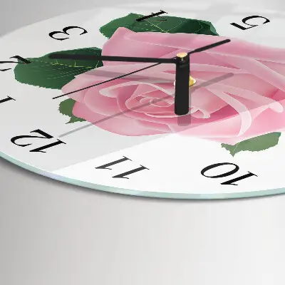 Klok glas met opdruk rond Roos