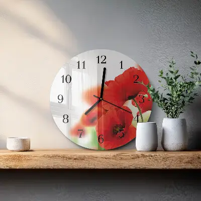 Ronde glas klok Klaprozen