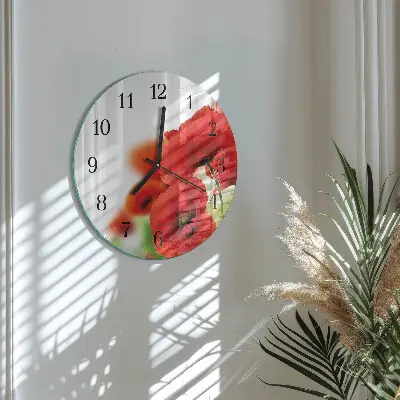 Ronde glas klok Klaprozen