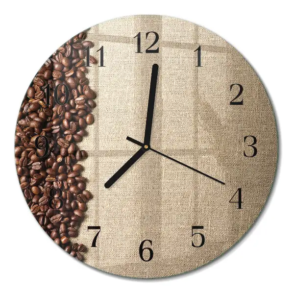Klok glas met opdruk rond Koffiebonen