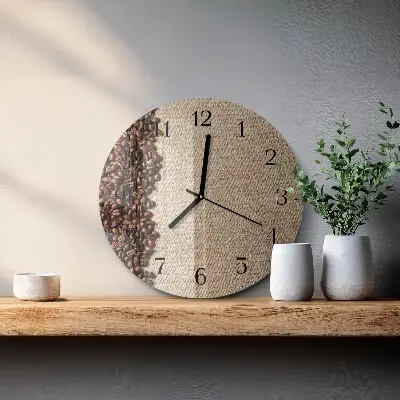 Klok glas met opdruk rond Koffiebonen