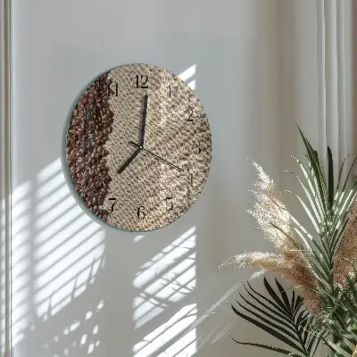Klok glas met opdruk rond Koffiebonen