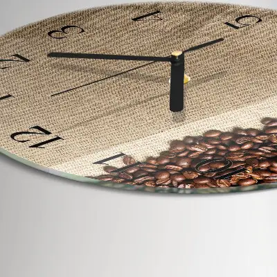 Klok glas met opdruk rond Koffiebonen