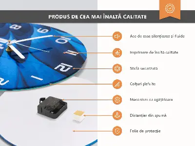 Ronde glazen wandklok Abstractie