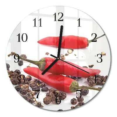 Klok glas met opdruk rond Chilipepers