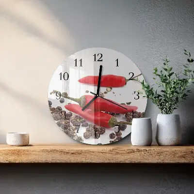 Klok glas met opdruk rond Chilipepers