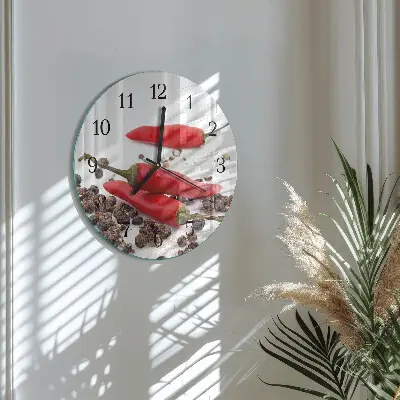 Klok glas met opdruk rond Chilipepers