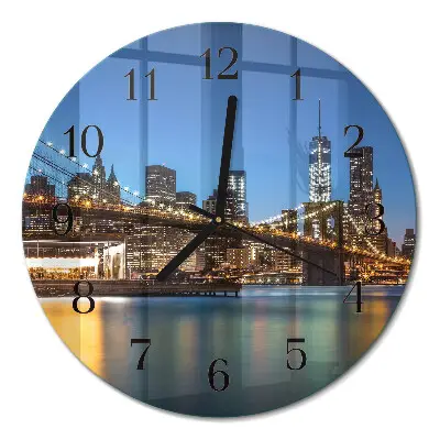 Ronde glazen wandklok Horizontale brug