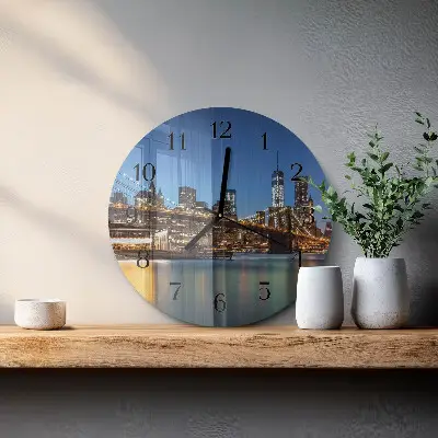 Ronde glazen wandklok Horizontale brug