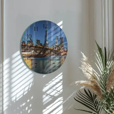 Ronde glazen wandklok Horizontale brug