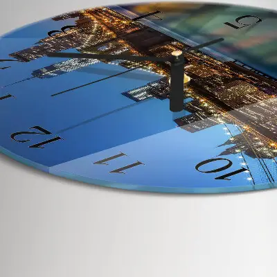 Ronde glazen wandklok Horizontale brug