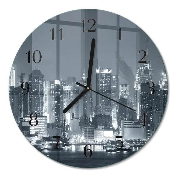 Ronde glazen wandklok Nachthorizon