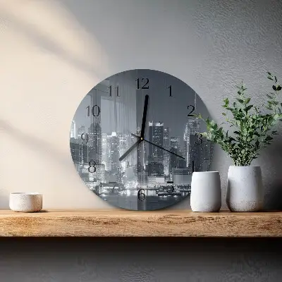 Ronde glazen wandklok Nachthorizon