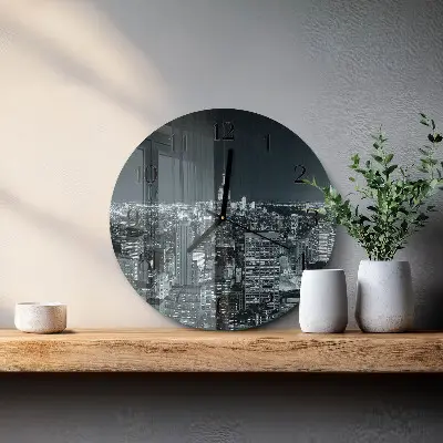 Wandklok glas decoratie rond Nachthorizon