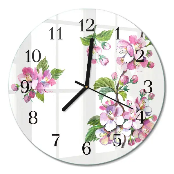 Klok glas met opdruk rond Bloemen