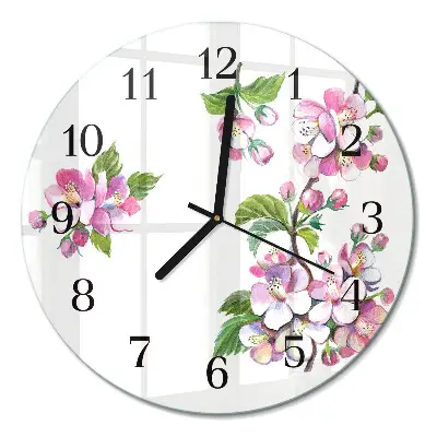 Klok glas met opdruk rond Bloemen