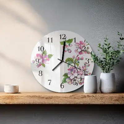 Klok glas met opdruk rond Bloemen