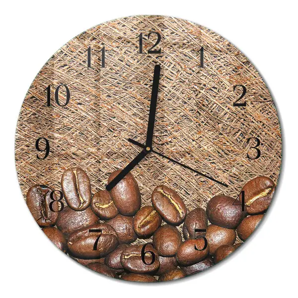 Ronde glazen wandklok Koffiebonen