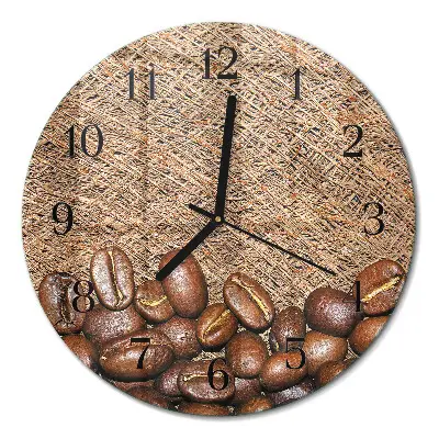 Ronde glazen wandklok Koffiebonen