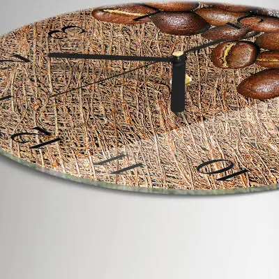 Ronde glazen wandklok Koffiebonen