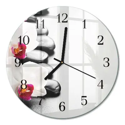 Ronde glazen klok Stenen en orchidee