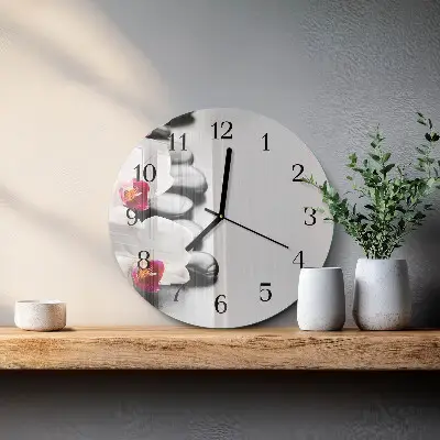 Ronde glazen klok Stenen en orchidee