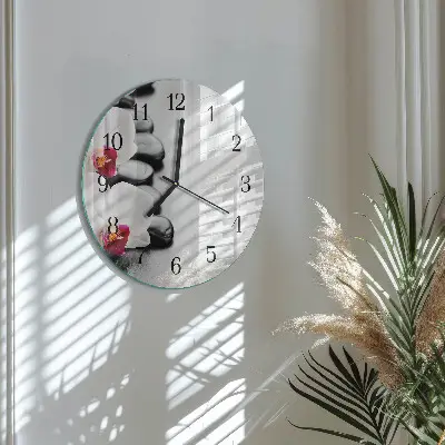 Ronde glazen klok Stenen en orchidee