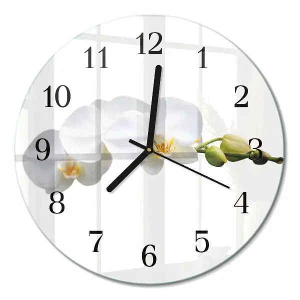 Ronde glas klok Orchidee