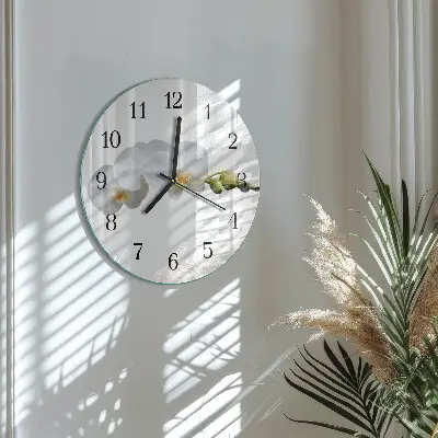 Ronde glas klok Orchidee