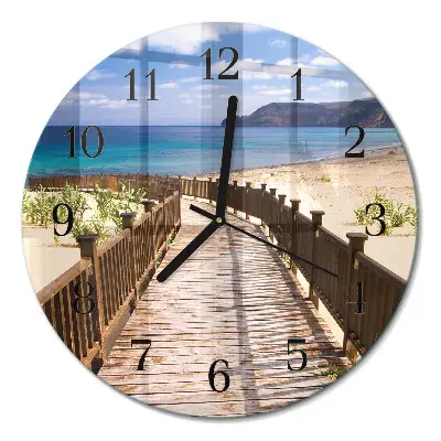 Ronde glazen wandklok Strand zee