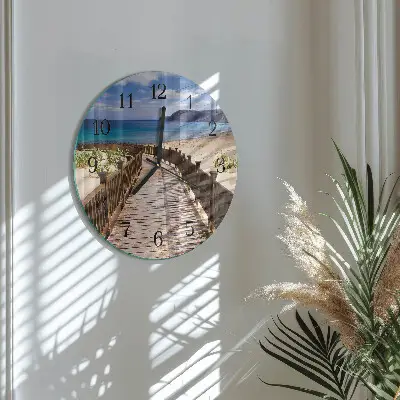 Ronde glazen wandklok Strand zee