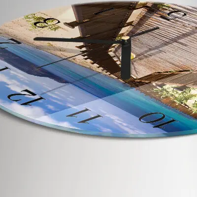 Ronde glazen wandklok Strand zee