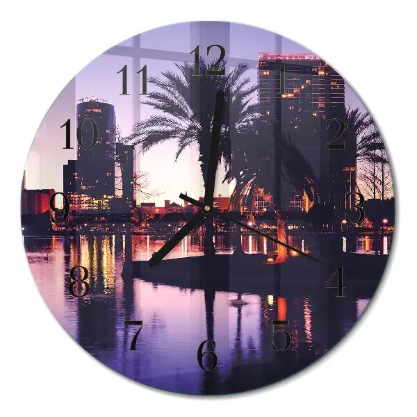 Ronde glazen wandklok Palmbomen in florida