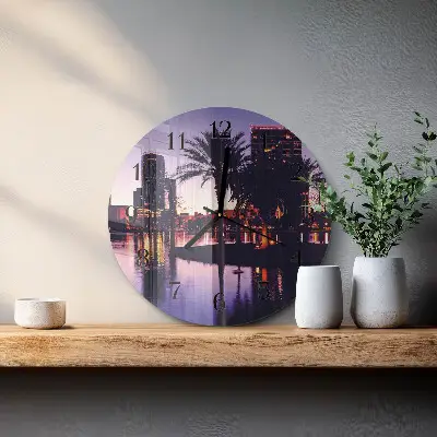 Ronde glazen wandklok Palmbomen in florida