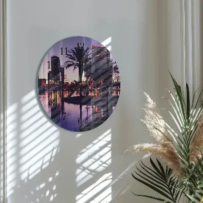 Ronde glazen wandklok Palmbomen in florida
