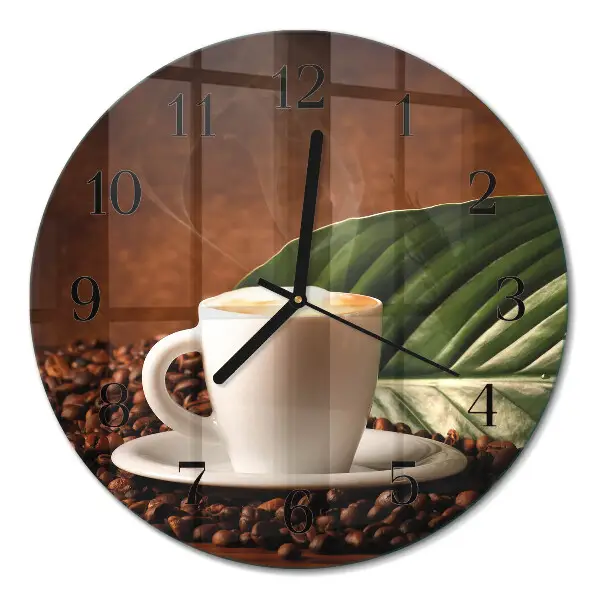 Ronde glas klok Een kopje koffie