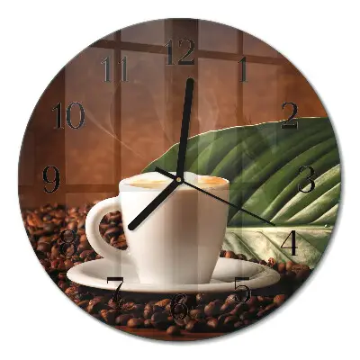 Ronde glas klok Een kopje koffie