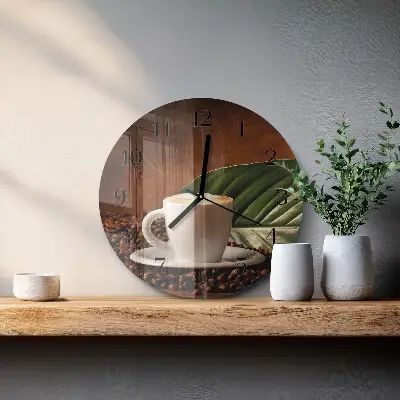 Ronde glas klok Een kopje koffie