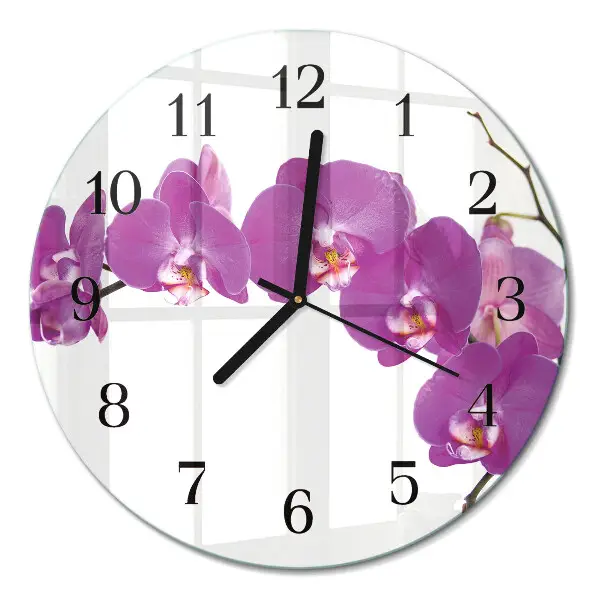 Klok glas met opdruk rond Orchidee