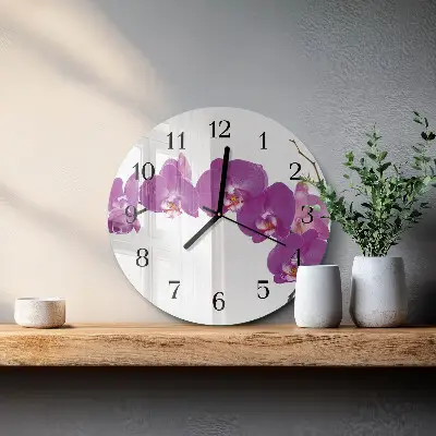 Klok glas met opdruk rond Orchidee