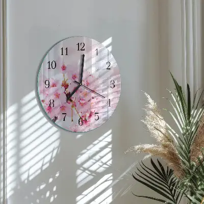 Ronde glazen wandklok Bloemen