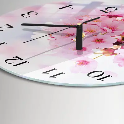 Ronde glazen wandklok Bloemen