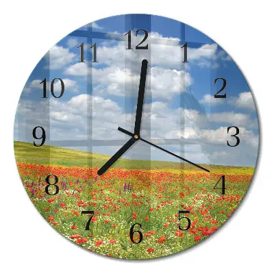 Wandklok glas decoratie rond Klaprozenveld
