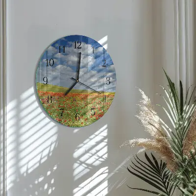 Wandklok glas decoratie rond Klaprozenveld