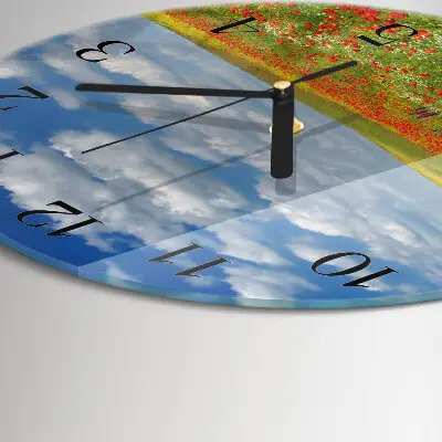 Wandklok glas decoratie rond Klaprozenveld