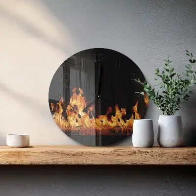 Ronde glas klok Vuur