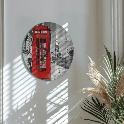 Klok glas met opdruk rond Rode telefooncel