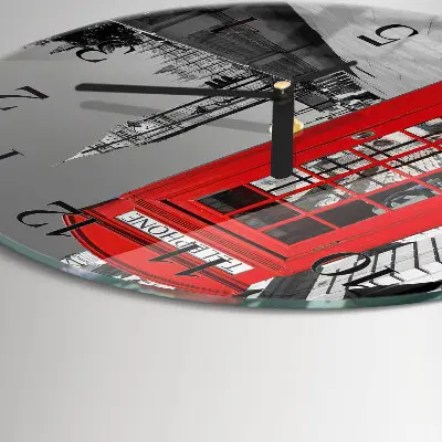 Klok glas met opdruk rond Rode telefooncel